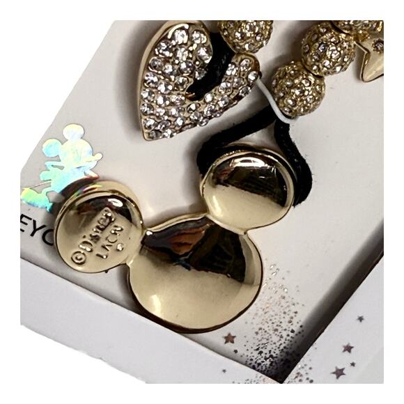 Disney Mickey Mouse Bag Charm Key Ring Crystal Heart Purse Accessory Gold Box - Picture 4 of 6